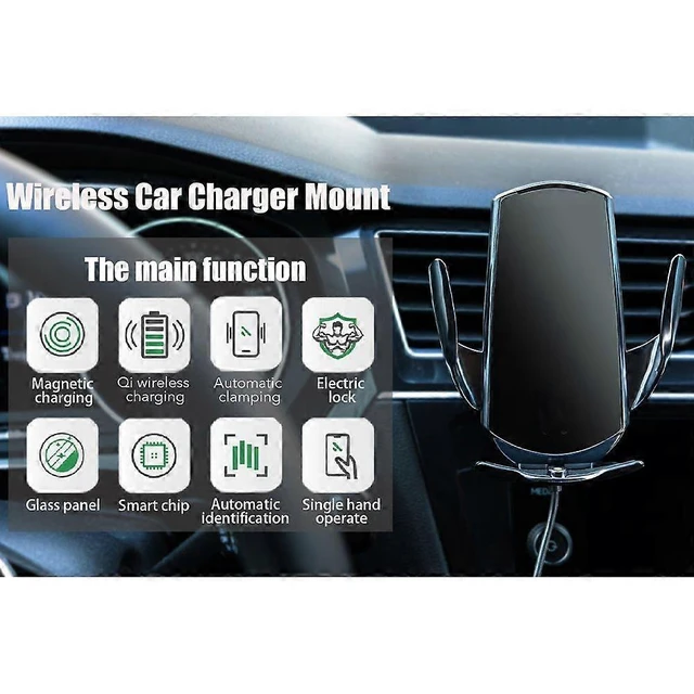 Alt view image 10 of 10 - Ecocleanpath 15W Auto Clamping Wireless Car Charger Mount, Magnetic Phone Holder for iPhone & Android (Black)