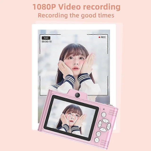 Alt view image 7 of 10 - Ecocleanpath Pink Digital Camera 48MP 1080P, 8x Zoom, 32GB, 2.8" Screen - Ideal for Teens & Beginners