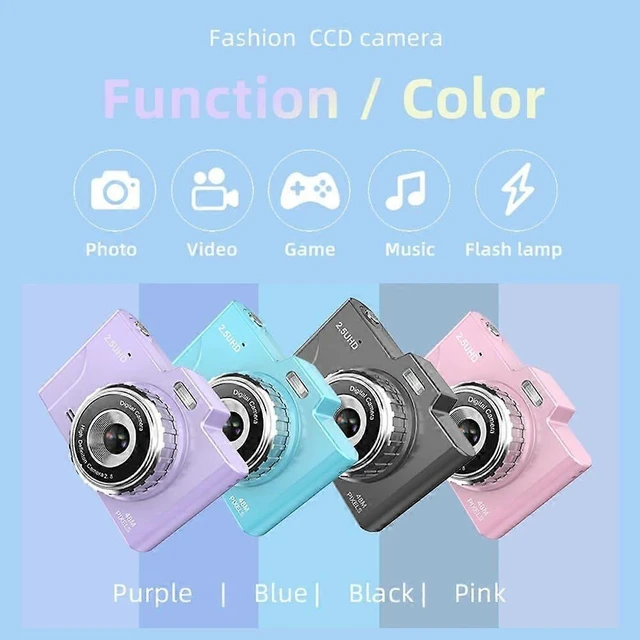 Alt view image 10 of 10 - Ecocleanpath Pink Digital Camera 48MP 1080P, 8x Zoom, 32GB, 2.8" Screen - Ideal for Teens & Beginners