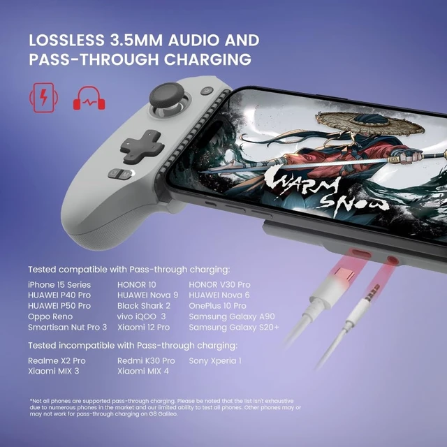 Alt view image 12 of 14 - G8 Galileo Type-C Mobile Gaming Controller for Android & iPhone 15 Series (USB-C), Plug and Play Gamepad with Hall Effect Joysticks/Hall Trigger, 3.5mm Audio Jack