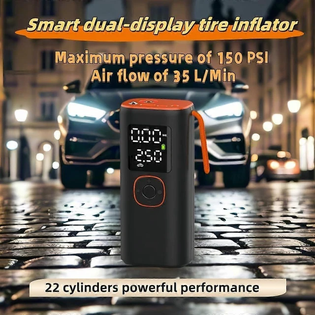 Alt view image 9 of 10 - Ecocleanpath 150 PSI Portable Tire Inflator with LCD Display, Auto Stop, 12V DC Car Air Compressor Pump