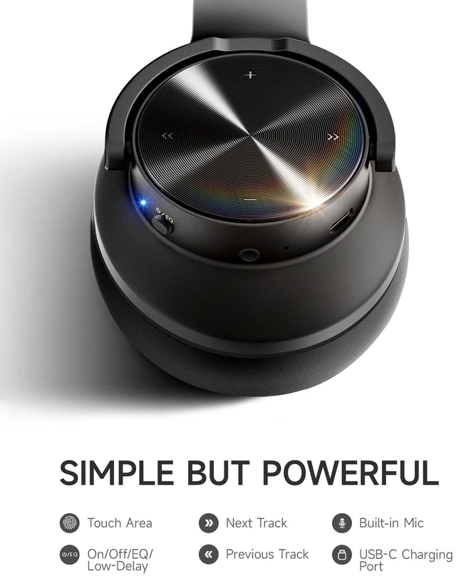 Alt view image 14 of 14 - Picun B8 Bluetooth Headphones, 120H Playtime Headphone Wireless Bluetooth with 3 EQ Modes, Low Latency, Hands-Free Calls, Over Ear Headphones for Travel Home Office Cellphone PC Black