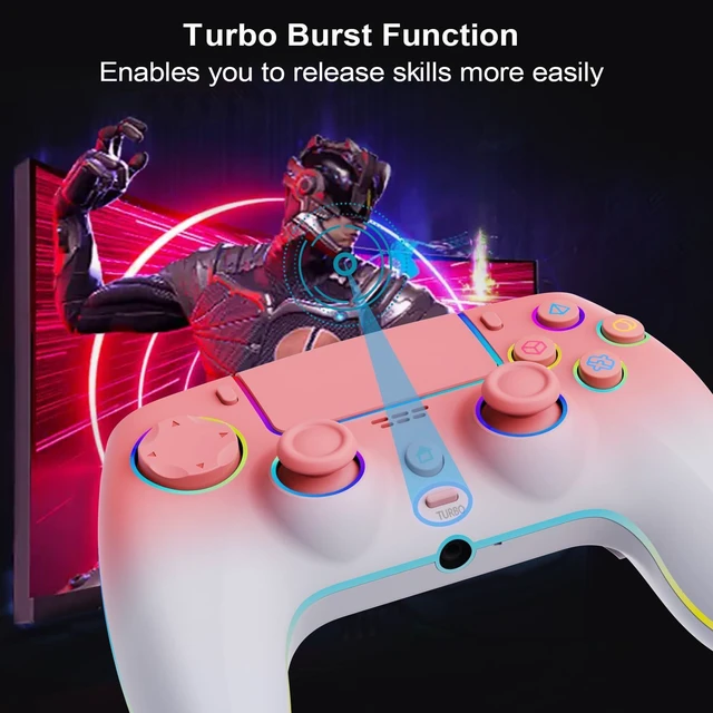 Alt view image 9 of 13 - Wireless Controller for PS5 Pro/PlayStation-5/PC/Mac with Hall Effect joystick trigger/Back Paddles/Cool RGB/Motion Sensor/TURBO/3.5mm Audio Jack - Built-in Speakers Support P-S5 Console Audio