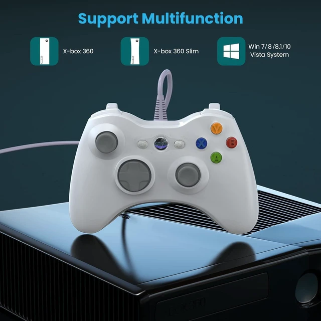 Alt view image 9 of 14 - YAEYE PC Wired Controller, Game Controller for Xbox 360 with Dual-Vibration Turbo Compatible with Xbox 360/360 Slim and PC Windows 7,8,10,11(White)