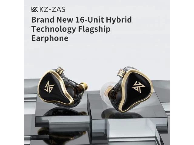 Alt view image 7 of 10 - KZ ZAS in-Ear Headphones Wired Earbuds 16-Unit Hybrid in Ear Monitor Earphone 7BA+1DD IEM Earphone with 8 cores Silver Plated Cable(Black, without Mic)