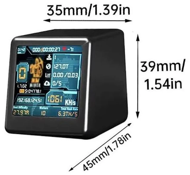 Alt view image 8 of 10 - Bitcoins Miner USB Miner 1060KH/s Desktop-Style V2 ESP32 Hashrate 1.54 Inch Smart Display Crypto Solo Lottery Miner Solo Mining-Black