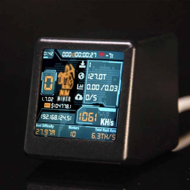 Alt view image 7 of 10 - Bitcoins Miner USB Miner 1060KH/s Desktop-Style V2 ESP32 Hashrate 1.54 Inch Smart Display Crypto Solo Lottery Miner Solo Mining-Black
