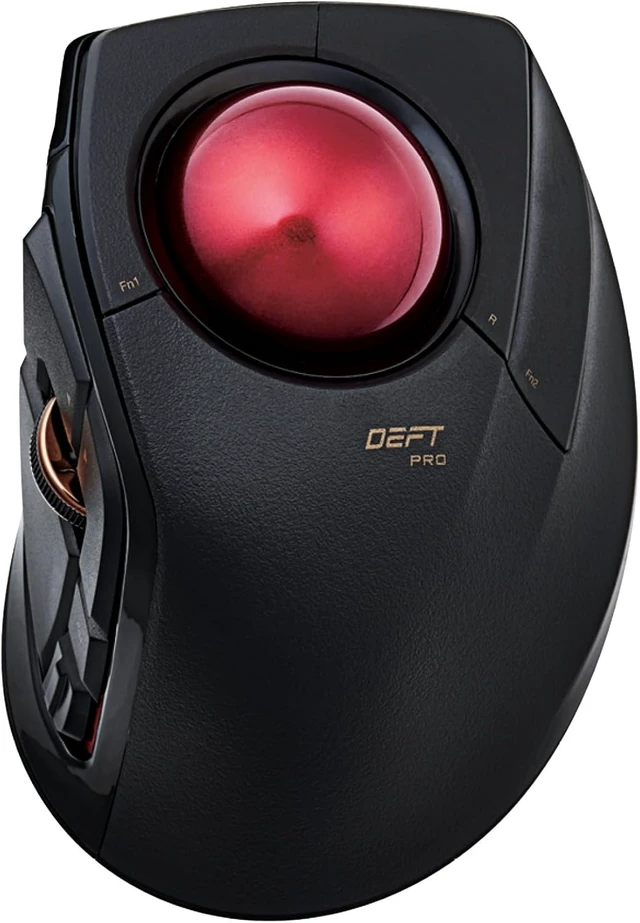 Alt view image 8 of 14 - ELECOM DEFT PRO Trackball Mouse, Wired, Wireless, Bluetooth 3 Types Connection, Ergonomic Design, 8-Button Function, Red Ball, Windows11, MacOS (M-DPT1MRXBK)