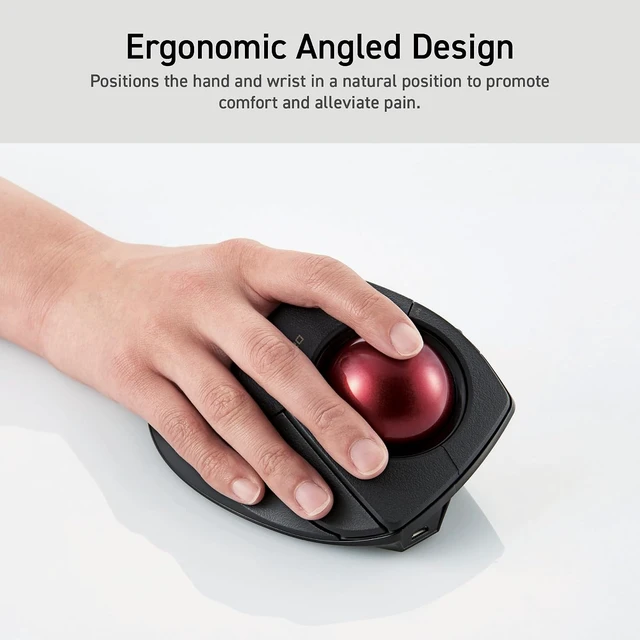Alt view image 9 of 14 - ELECOM DEFT PRO Trackball Mouse, Wired, Wireless, Bluetooth 3 Types Connection, Ergonomic Design, 8-Button Function, Red Ball, Windows11, MacOS (M-DPT1MRXBK)