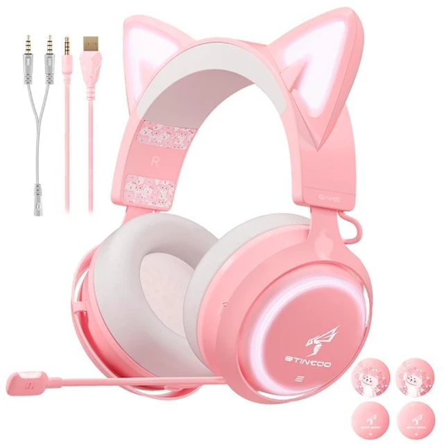 Alt view image 3 of 4 - SOMIC Stereo Gaming Headset USB+3.5 for PC, PS4, Laptops, 7.1 Virtual Surround Sound 3.5MM Headphones, Noise Canceling Over Ear Headphone with Voice Changer Mic and 8 Led Lights for Women