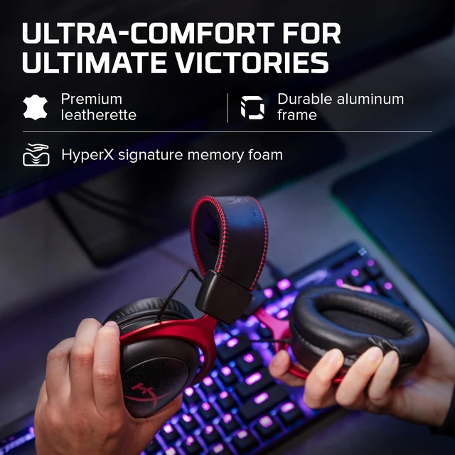 Alt view image 12 of 14 - Cloud II Gaming Headset - 7.1 Surround Sound - Memory Foam Ear Pads - Durable Aluminum Frame - Multi Platform Headset - Works with PC, PS4, PS4 PRO, Xbox One, Xbox One S - Red (KHX-HSCP-RD)
