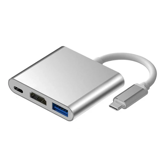 Alt view image 6 of 10 - C HUB Adapter Type C Hub to 4K 3.0 Port With -C Power Delivery for Macbook 12 inch Pro for Dell XPS 13