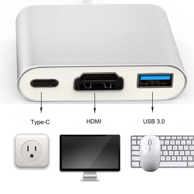 Alt view image 9 of 10 - C HUB Adapter Type C Hub to 4K 3.0 Port With -C Power Delivery for Macbook 12 inch Pro for Dell XPS 13