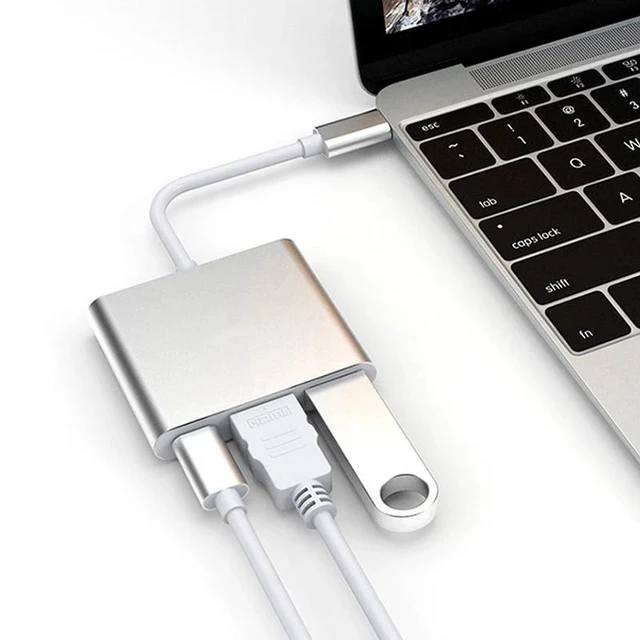 Alt view image 10 of 10 - C HUB Adapter Type C Hub to 4K 3.0 Port With -C Power Delivery for Macbook 12 inch Pro for Dell XPS 13