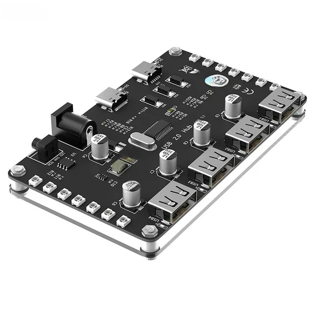 Alt view image 2 of 2 - FOR 4 Port USB 2.0 HUB with 3528 Colorful LED DC 5/12V Auxiliary Power for PC Laptop Keyboard Mouse HDD Support /Mac/ OS