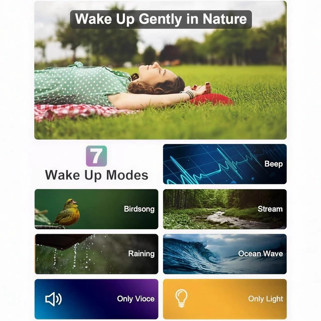 Alt view image 11 of 14 - Touch Wake Up Night Light with Sunrise Simulation Alarm Clock, 3 Ways Dimmable Warm White Bedside Lamp for Kid Bedrooms RGB Ambient Table Nightstand Light,Sleep Aid Snooze Timer Mode