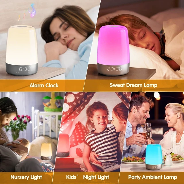 Alt view image 13 of 14 - Touch Wake Up Night Light with Sunrise Simulation Alarm Clock, 3 Ways Dimmable Warm White Bedside Lamp for Kid Bedrooms RGB Ambient Table Nightstand Light,Sleep Aid Snooze Timer Mode
