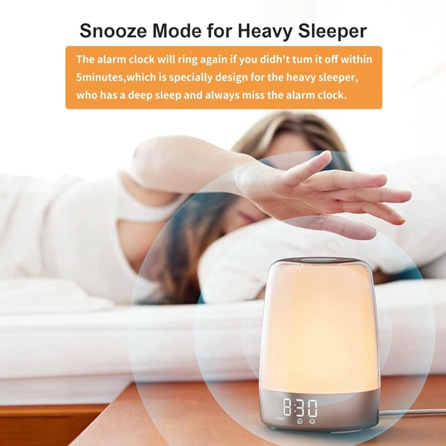 Alt view image 14 of 14 - Touch Wake Up Night Light with Sunrise Simulation Alarm Clock, 3 Ways Dimmable Warm White Bedside Lamp for Kid Bedrooms RGB Ambient Table Nightstand Light,Sleep Aid Snooze Timer Mode
