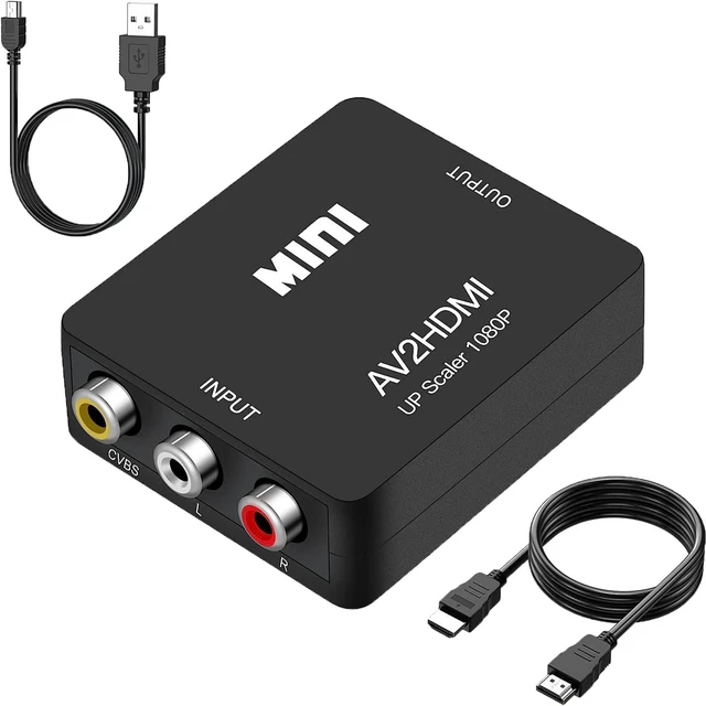 Alt view image 7 of 12 - RCA to HDMI Converter, 1080P RCA Composite CVBS AV to HDMI Video Audio Converter Adapter Compatible with N64 Wii PS2 Xbox VHS VCR Camera DVD, Support PAL/NTSC with HDMI and USB Power Cable