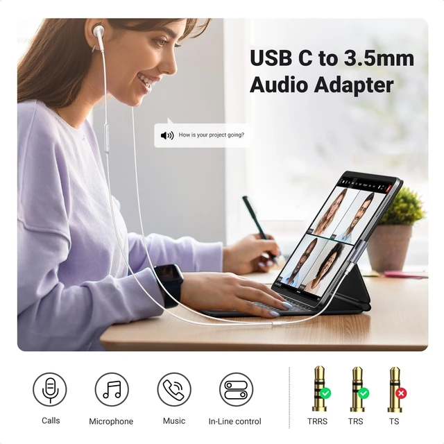 Alt view image 9 of 14 - 2 Pack USB C to 3.5mm Audio Adapter Type C Aux Headphone Jack DAC Stereo Mic HiFi Right Angle Dongle Compatible with iPhone 17 16 15 Pro Max/16 15 Plus, iPad Pro, Galaxy S26 Ultra Pixel 9, Gray
