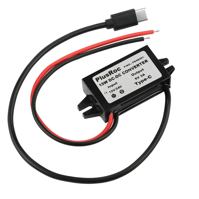 Alt view image 8 of 14 - Waterproof 12V/24V to 5V Converter DC-DC Step Down Module Power Adapter Compatible with Raspberry Pi 4, Cellphone, Car (USB Type-C Connector)