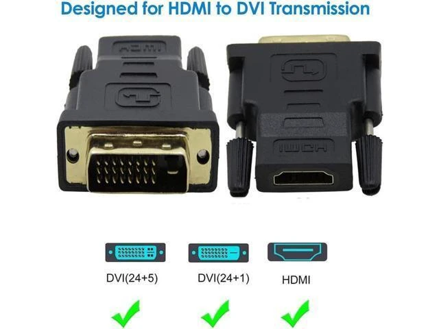 Alt view image 10 of 14 - DIXSG DVI to HDMI Adapter, Bidirectional DVI (DVI-D) to HDMI 1080P Male to Female Converter with Gold-Plated Cord 2 Pack (Black)