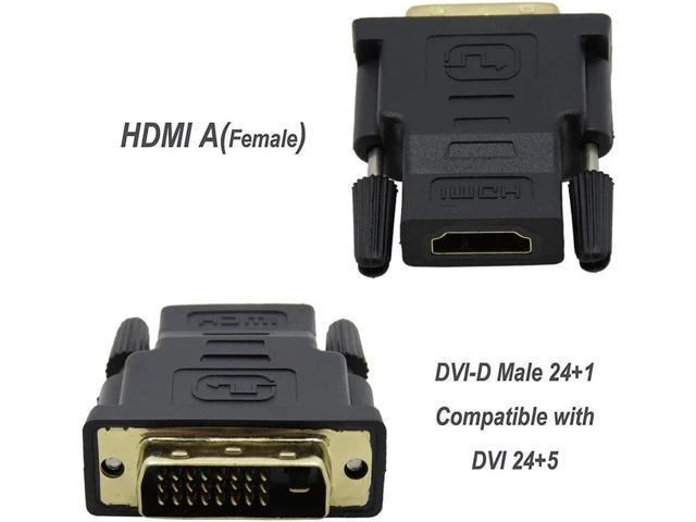 Alt view image 14 of 14 - DIXSG DVI to HDMI Adapter, Bidirectional DVI (DVI-D) to HDMI 1080P Male to Female Converter with Gold-Plated Cord 2 Pack (Black)