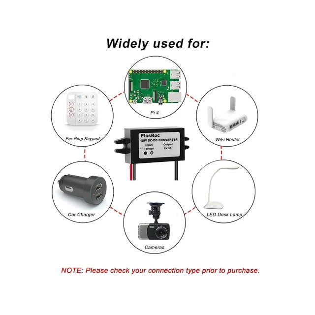 Alt view image 12 of 14 - Waterproof 12V/24V to 5V Converter DC-DC Step Down Module Power Adapter Compatible with Raspberry Pi 4, Cellphone, Car (USB Type-C Connector)