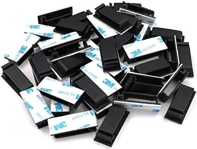 Alt view image 12 of 14 - 50 Pcs Cable Clips with 10 Reusable Ties - 3M Adhesive Wire Management Clamps for Desk, Home, Office, Car - Multipurpose Cord Organizer for Cables, Wires, Chargers (Black)