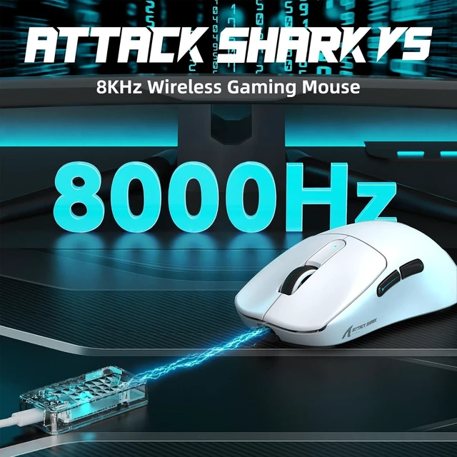 Alt view image 9 of 14 - ATTACK SHARK V5 Wireless Gaming Mouse with 42000 DPI -PAW3950 MAX Sensor -55g Ultra-Lightweight-Nordic 52840 MCU,Wired/BT/2.4GHz Wirelss Programmable Mouse for PC/Mac (White)