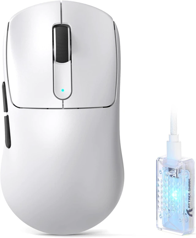 Alt view image 8 of 14 - ATTACK SHARK V5 Wireless Gaming Mouse with 42000 DPI -PAW3950 MAX Sensor -55g Ultra-Lightweight-Nordic 52840 MCU,Wired/BT/2.4GHz Wirelss Programmable Mouse for PC/Mac (White)