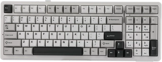 Alt view image 8 of 14 - EPOMAKER x Aula F99 Wireless Mechanical Keyboard, Hot Swappable Gasket Custom Gaming Keyboard with Five-Layer Padding, Bluetooth/2.4GHz/USB-C, 8000mAh Battery (White Grey, Reaper Switch)