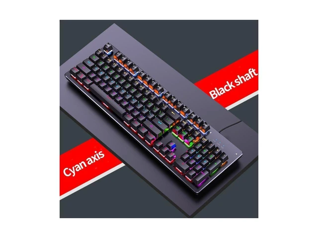 Alt view image 10 of 12 - Wired RGB Gaming Keyboard, 104 Keys USB Wired Mechanical Gaming Keyboard, with Rainbow RGB Backlit Summoner Champion Game Keyboard Cswur