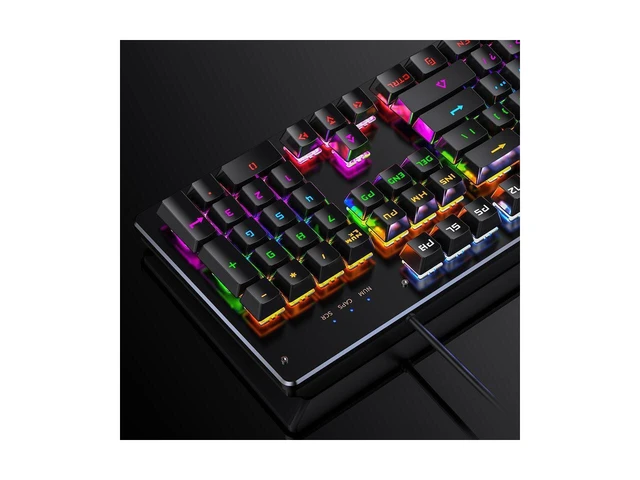 Alt view image 9 of 12 - Wired RGB Gaming Keyboard, 104 Keys USB Wired Mechanical Gaming Keyboard, with Rainbow RGB Backlit Summoner Champion Game Keyboard Cswur