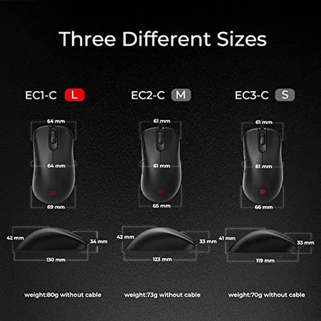 Alt view image 8 of 10 - BenQ Zowie EC1-C Ergonomic Gaming Mouse | Professional Esports Performance | Lighter Weight | Driverless | Paracord Cable | 24-Step Scroll Wheel | Matte Black | Large Size