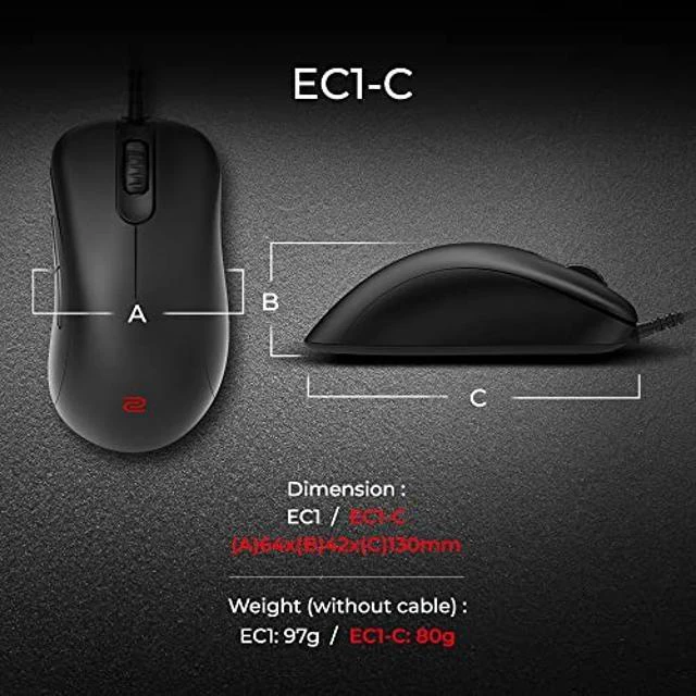 Alt view image 9 of 10 - BenQ Zowie EC1-C Ergonomic Gaming Mouse | Professional Esports Performance | Lighter Weight | Driverless | Paracord Cable | 24-Step Scroll Wheel | Matte Black | Large Size