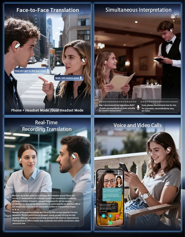 Alt view image 10 of 14 - AI Translation Earbuds Real Time,164 Languages Translator Ear Buds,Audifonos Traductores Inglés Español,5-in-1 Translating Headphones/7 Modes/96H Translator Device for Travel Business Learning
