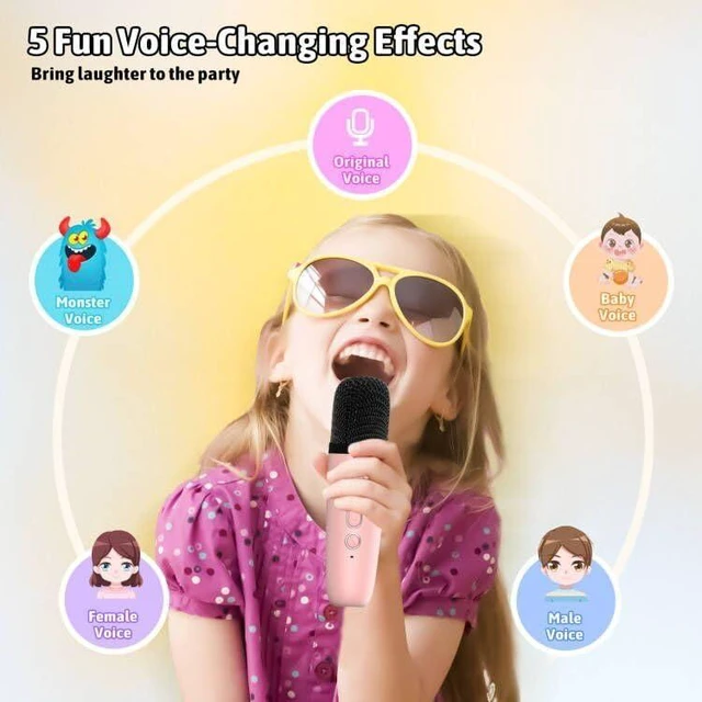 Alt view image 11 of 14 - Heroange Karaoke Microphone Machine Toys for Kids Adults, Mini Portable Bluetooth Speaker with 2 Wireless Mics, Christmas Birthday Gifts for Boys Girls Ages 3 4 5 6 7 8 9 10 11 12+ Year (Pink)