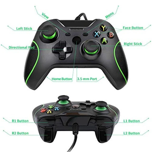 Alt view image 7 of 10 - Xbox One Wired Controller, Zamia Wired Xbox One Gaming Controller USB Gamepad Joypad Controller with Dual-Vibration for Xbox One/S/X/PC with Windows 7/8/10 (White)