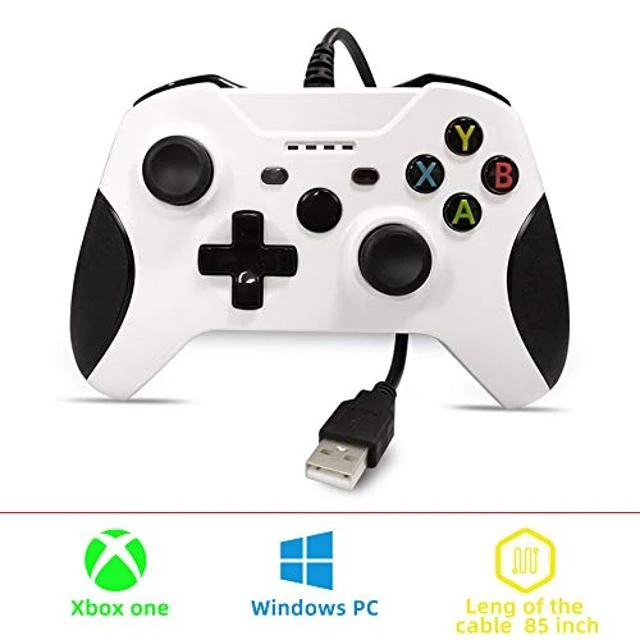 Alt view image 8 of 10 - Xbox One Wired Controller, Zamia Wired Xbox One Gaming Controller USB Gamepad Joypad Controller with Dual-Vibration for Xbox One/S/X/PC with Windows 7/8/10 (White)