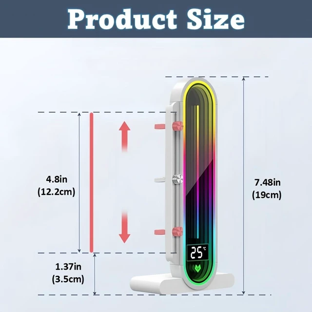 Alt view image 8 of 12 - KLLsmDesign Height Adjustable RGB GPU Support with Integrated Temperature Display, 3PIN 5V PC Graphics Card Stand Holder, Anti Sag Bracket & Magnetic Base
