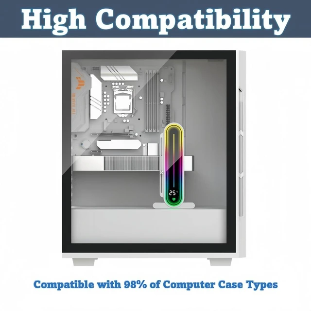 Alt view image 10 of 12 - KLLsmDesign Height Adjustable RGB GPU Support with Integrated Temperature Display, 3PIN 5V PC Graphics Card Stand Holder, Anti Sag Bracket & Magnetic Base
