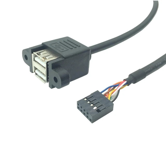 Alt view image 3 of 4 - Computer Cable 50cm Dual USB 2.0 Type A Female to Motherboard 9 Pin Header Cable with Screw Panel Holes (1)(0.5m)