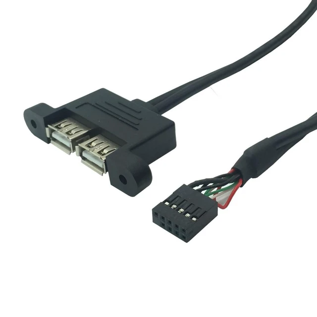 Alt view image 4 of 4 - Computer Cable 50cm Dual USB 2.0 Type A Female to Motherboard 9 Pin Header Cable with Screw Panel Holes (1)(0.5m)