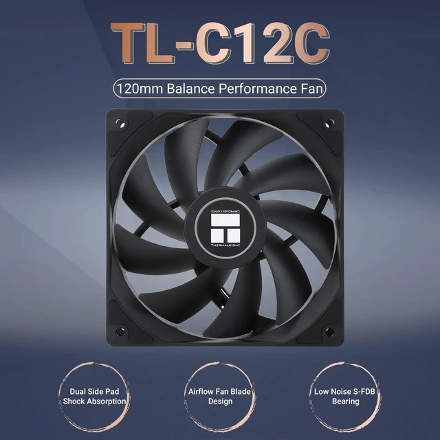 Alt view image 8 of 12 - TL-C12C CPU Fan 120mm Case Cooler Fan, 4Pin PWM Silent Computer Fan with S-FDB Bearing Included, up to 1550RPM Cooling Fan