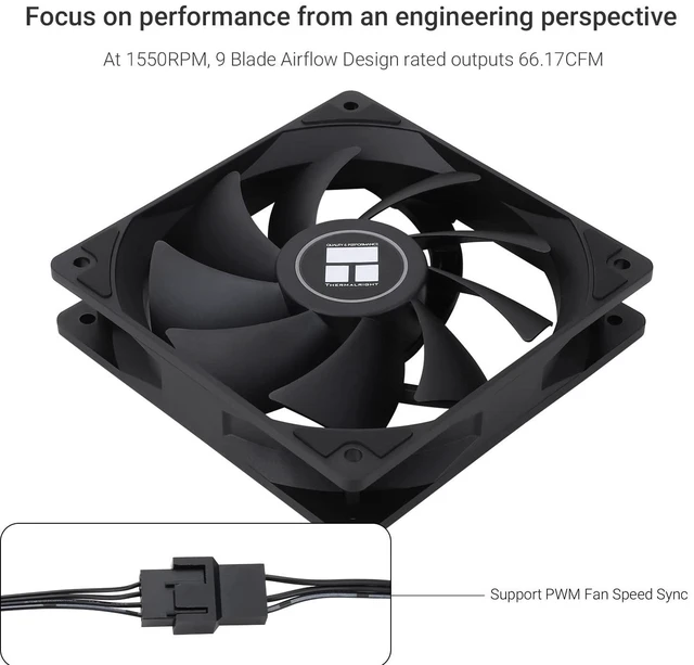 Alt view image 9 of 12 - TL-C12C CPU Fan 120mm Case Cooler Fan, 4Pin PWM Silent Computer Fan with S-FDB Bearing Included, up to 1550RPM Cooling Fan