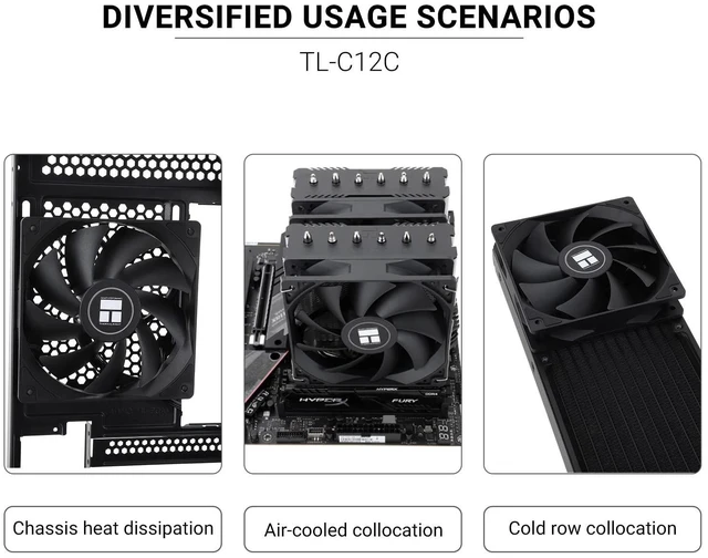 Alt view image 12 of 12 - TL-C12C CPU Fan 120mm Case Cooler Fan, 4Pin PWM Silent Computer Fan with S-FDB Bearing Included, up to 1550RPM Cooling Fan