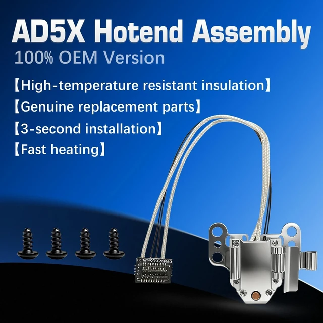 Alt view image 9 of 14 - Original for Flashforge AD5X Hotend Heating Assembly Kit Includes Heating Wire, thermistor Temperature Sensor Element, Metal Heating Base+Fixing clamp+4 Fixing Screws. for Flashforge 3D Printer Parts