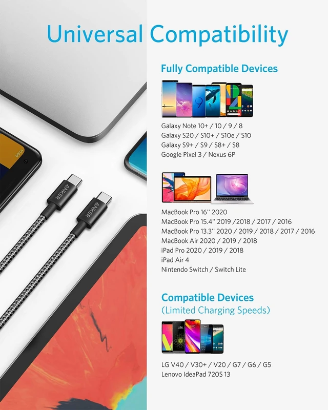 Alt view image 12 of 14 - USB C to USB C Cable, 100W Fast Charging Cable(1-Pack, 10 ft, Black) | For iPhone 17 / 17 Pro, MacBook, and More