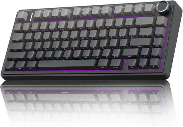 Alt view image 16 of 20 - AULA F75 Pro Wireless Mechanical Keyboard 75% Hot-Swappable, RGB Backlit, Knob Control, Pre-lubed Reaper Switches, Side-Printed PBT Keycaps, 2.4GHz/USB-C/Bluetooth 5.0 Gaming Keyboard